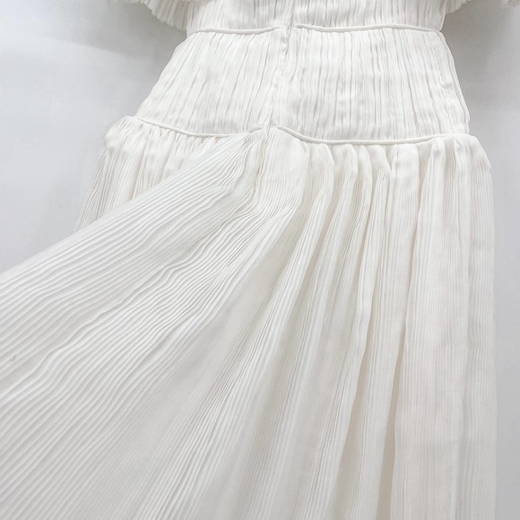 Aje. Dress Gown Expressive Pleated Maxi Dress Wedding Bride Puff Sleeve White 4 - Picture 13 of 14